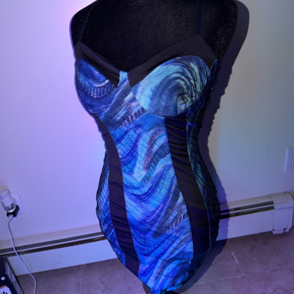 Joyce Leslie Blue and Black Vintage Mini Dress